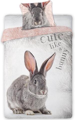 Bekijk leuke cadeautip : Dekbedovertrek Konijn - 1 persoons - 140 x 200 cm - Roze